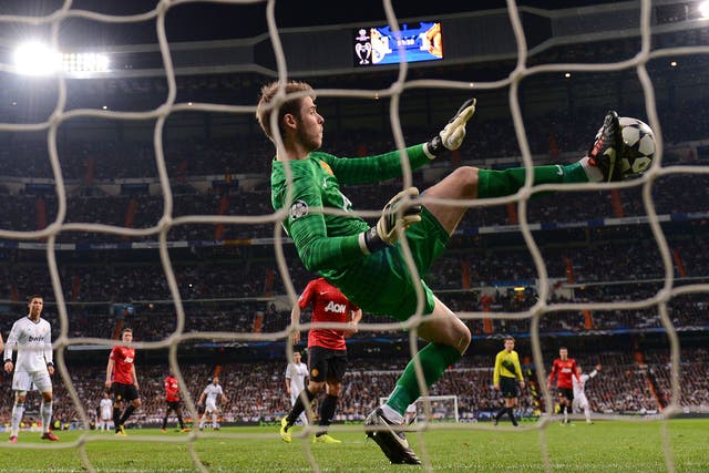 David De Gea repels a shot from Real Madrid with his foot