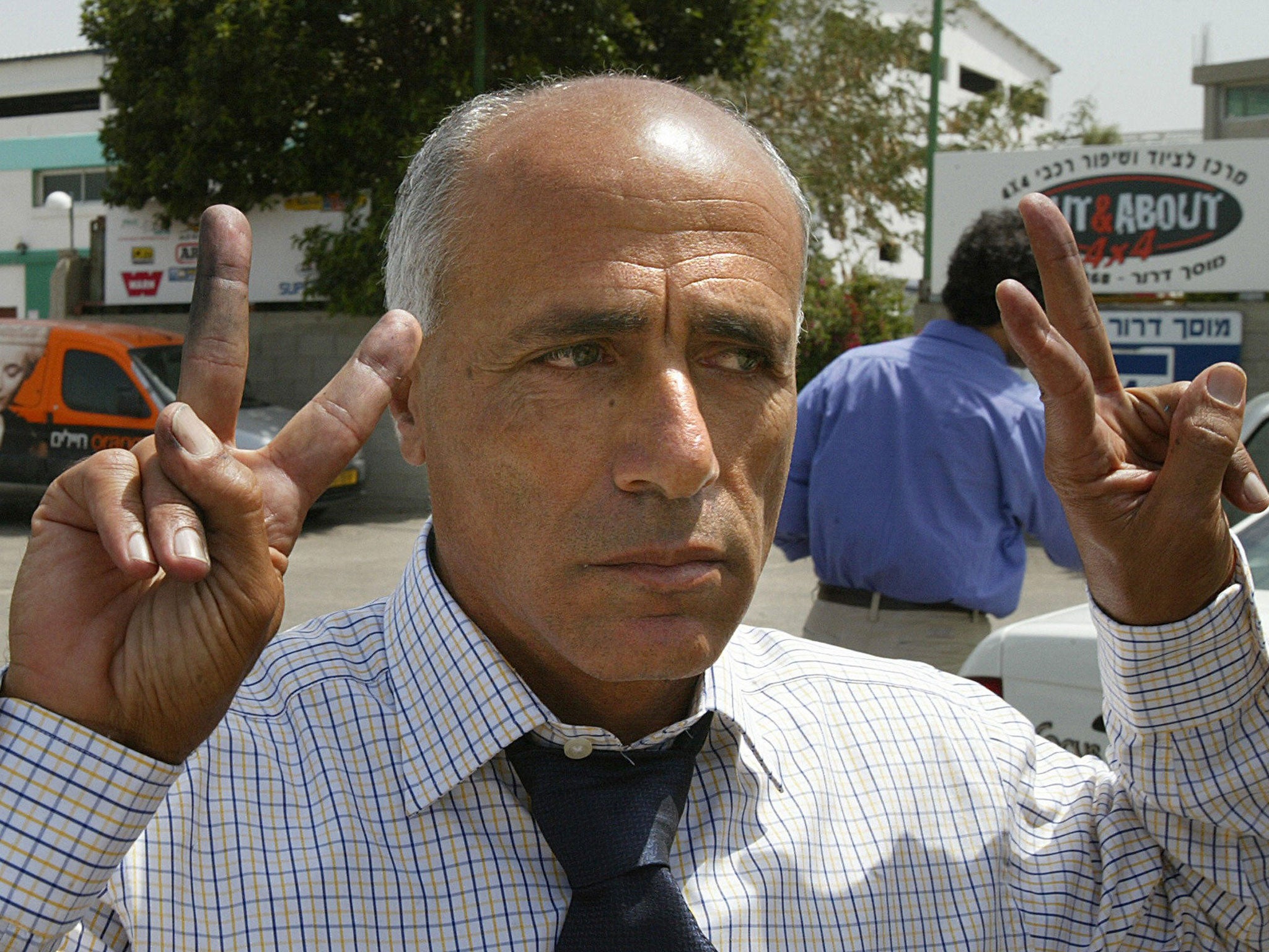 Nuclear scientist turned whistle-blower Mordechai Vanunu outside prison in Israel in 2004