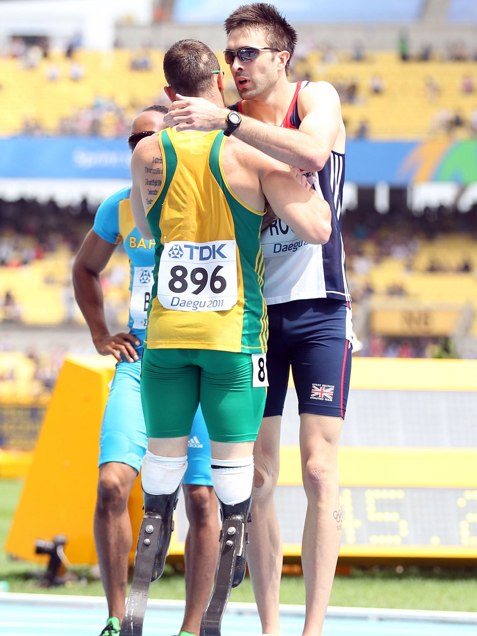 Great Britain’s Martyn Rooney (right) is a close friend of Oscar Pistorius (left)