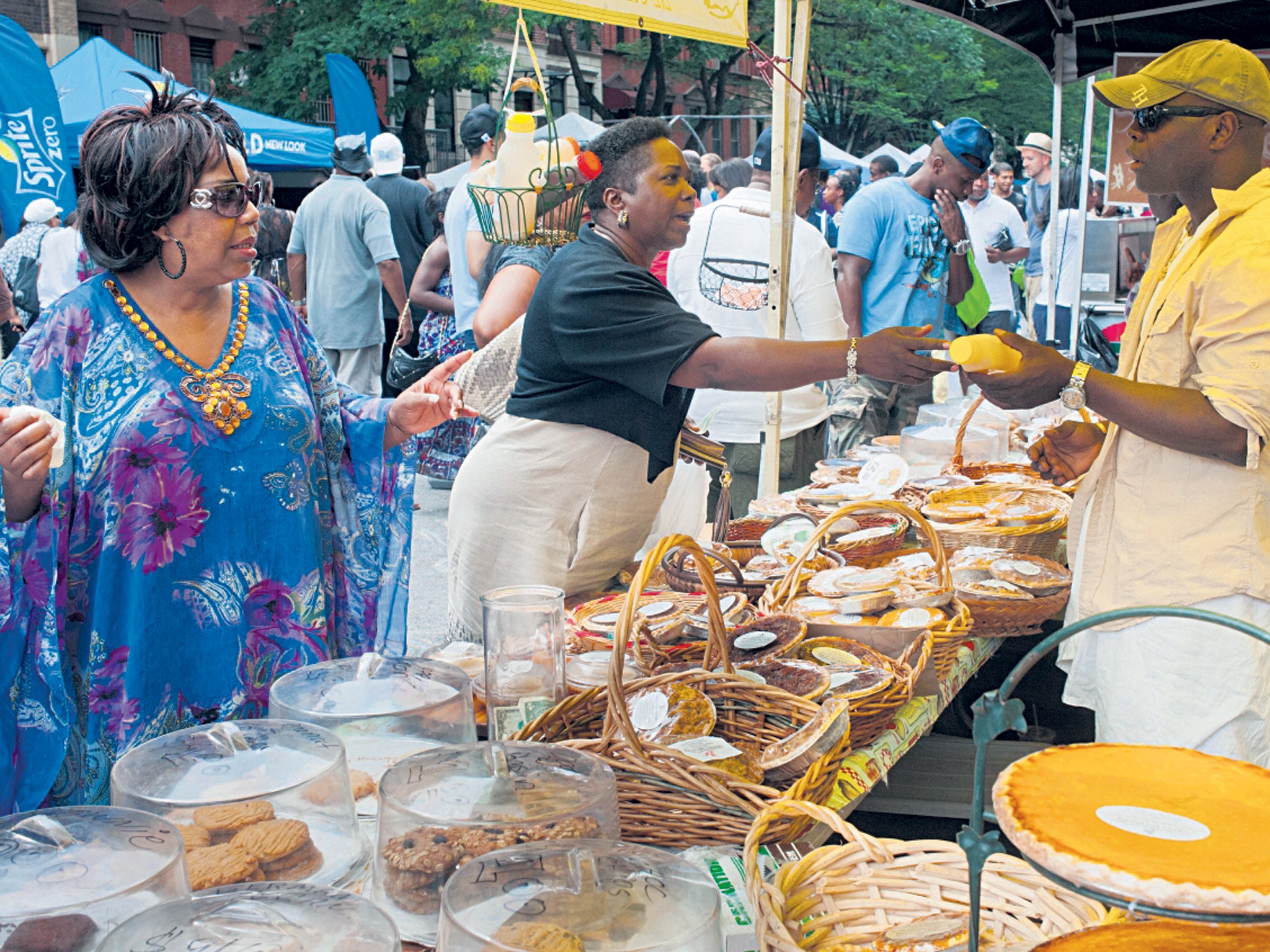 Rich pickings: a stall selling traditional food in Harlem