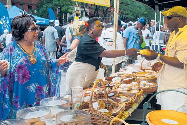 Rich pickings: a stall selling traditional food in Harlem