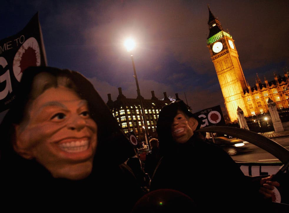 Anti Iraq protesters voice their opinions in Parliament Square on January 24, 2007 in London, England.