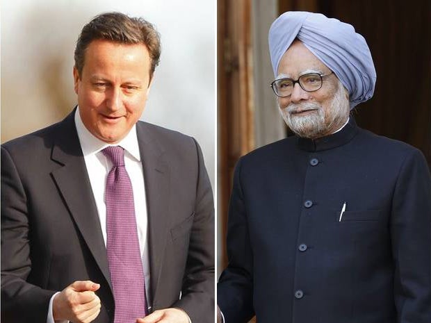 David Cameron and Manmohan Singh, the prime minister of India