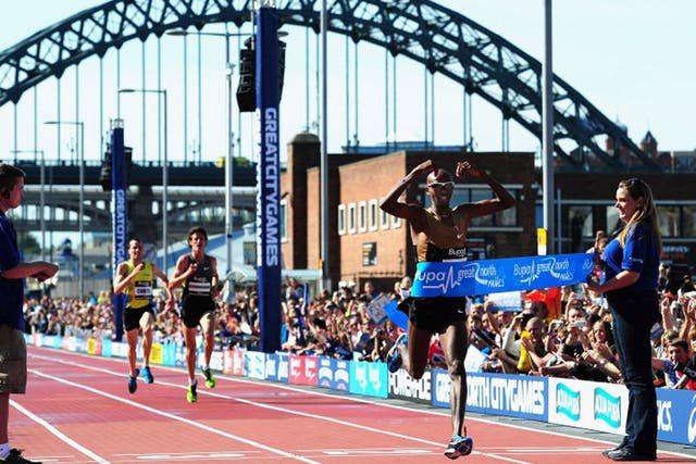 Mo Farah wins in Newcastle in September – his last competitive race 