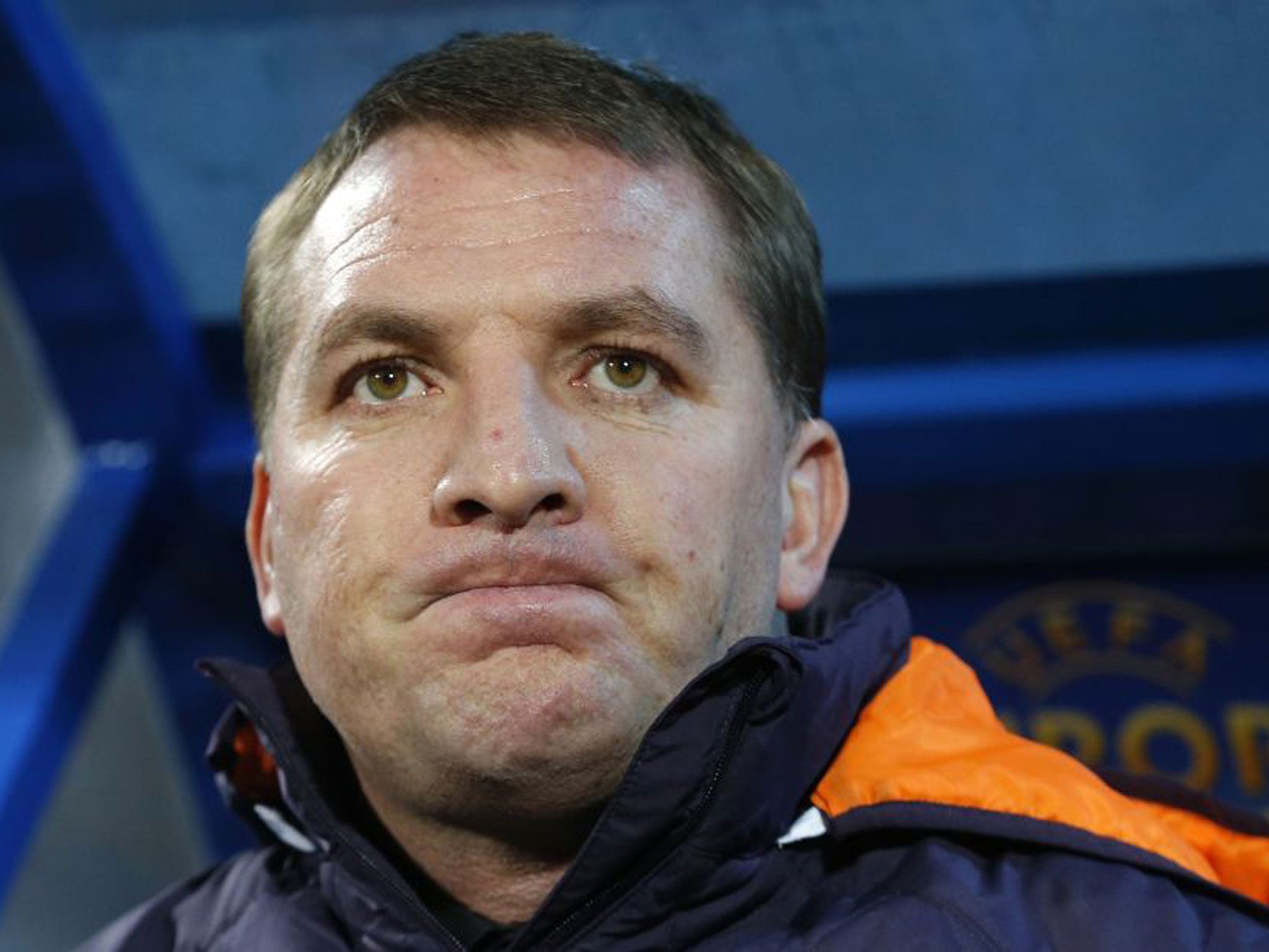 Brendan Rodgers, the Liverpool manager, is not amused