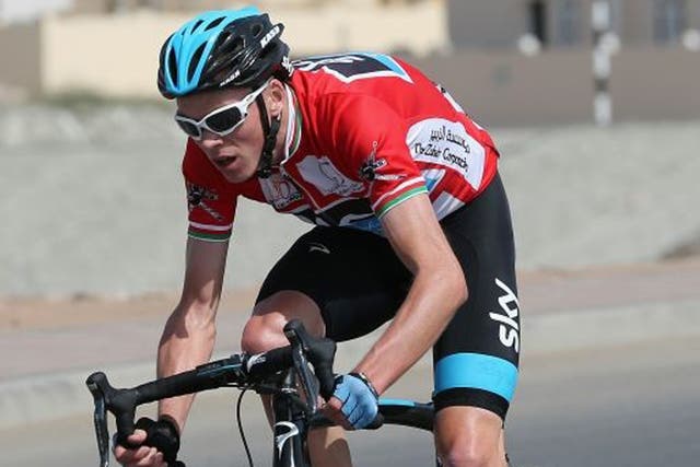 Chris Froome in the fifth day in Oman yesterday