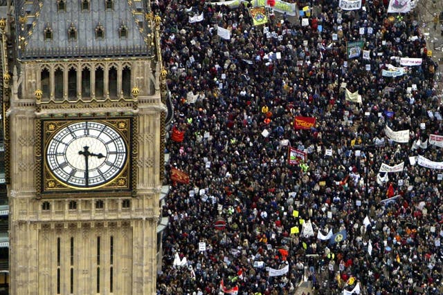Not in our name: Demonstrators against the Iraq war, in London on 15 February 2003