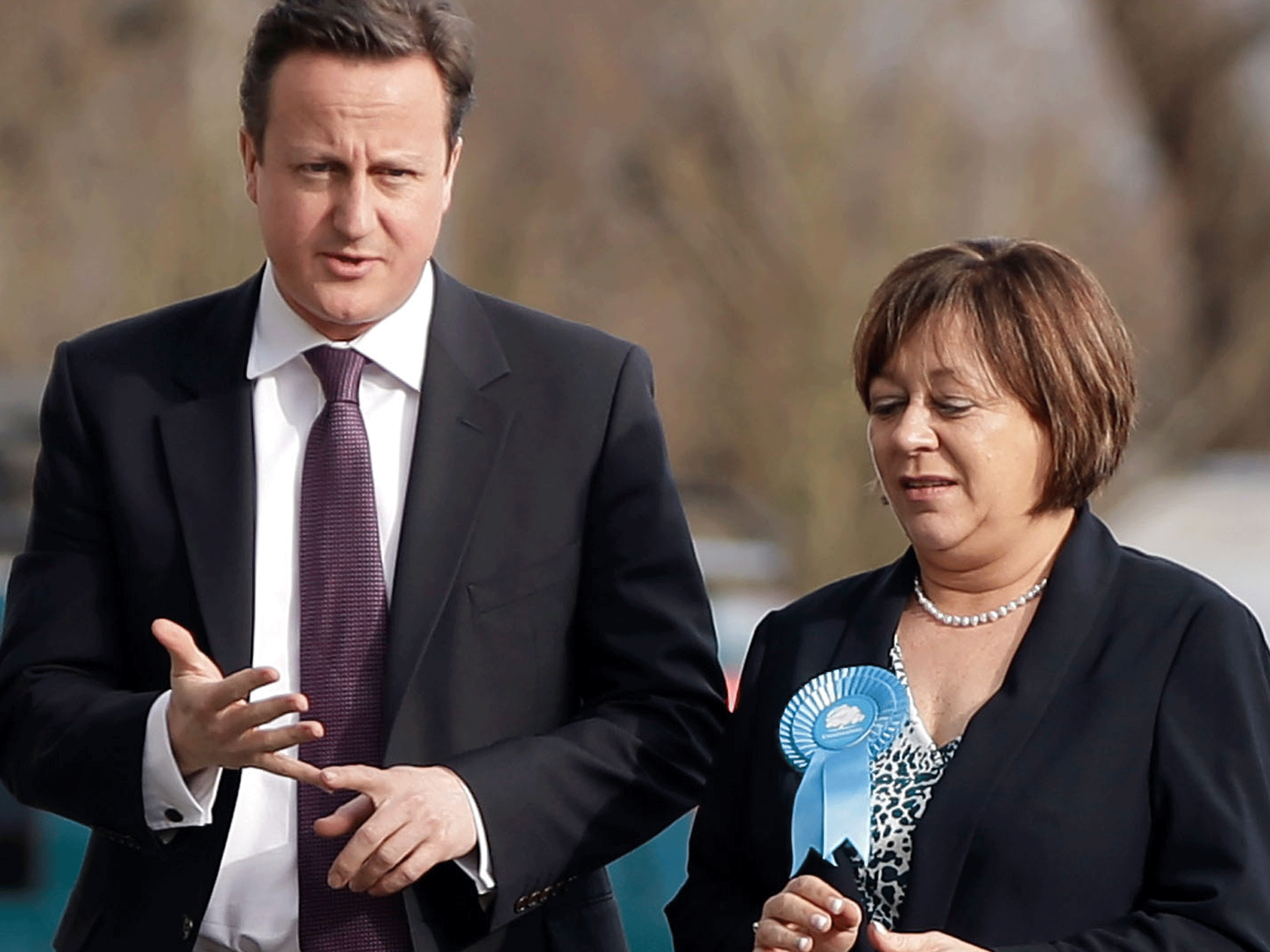 Conservative candidate for the Eastleigh by-election, Maria Hutchings (right), with Prime minister David Cameron