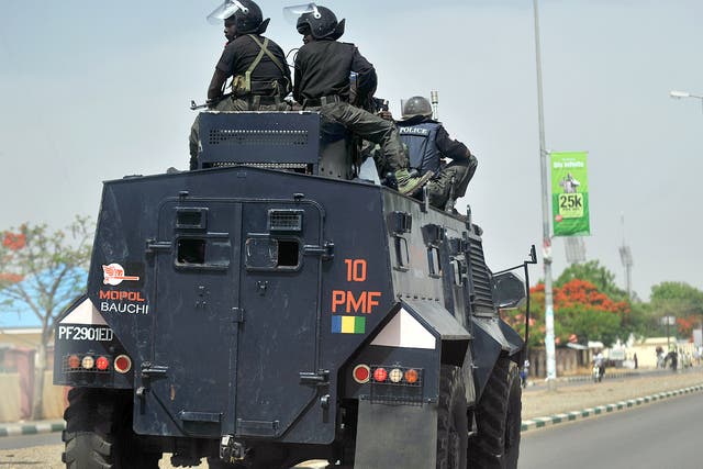 Nigerian police on patrol in Bauchi