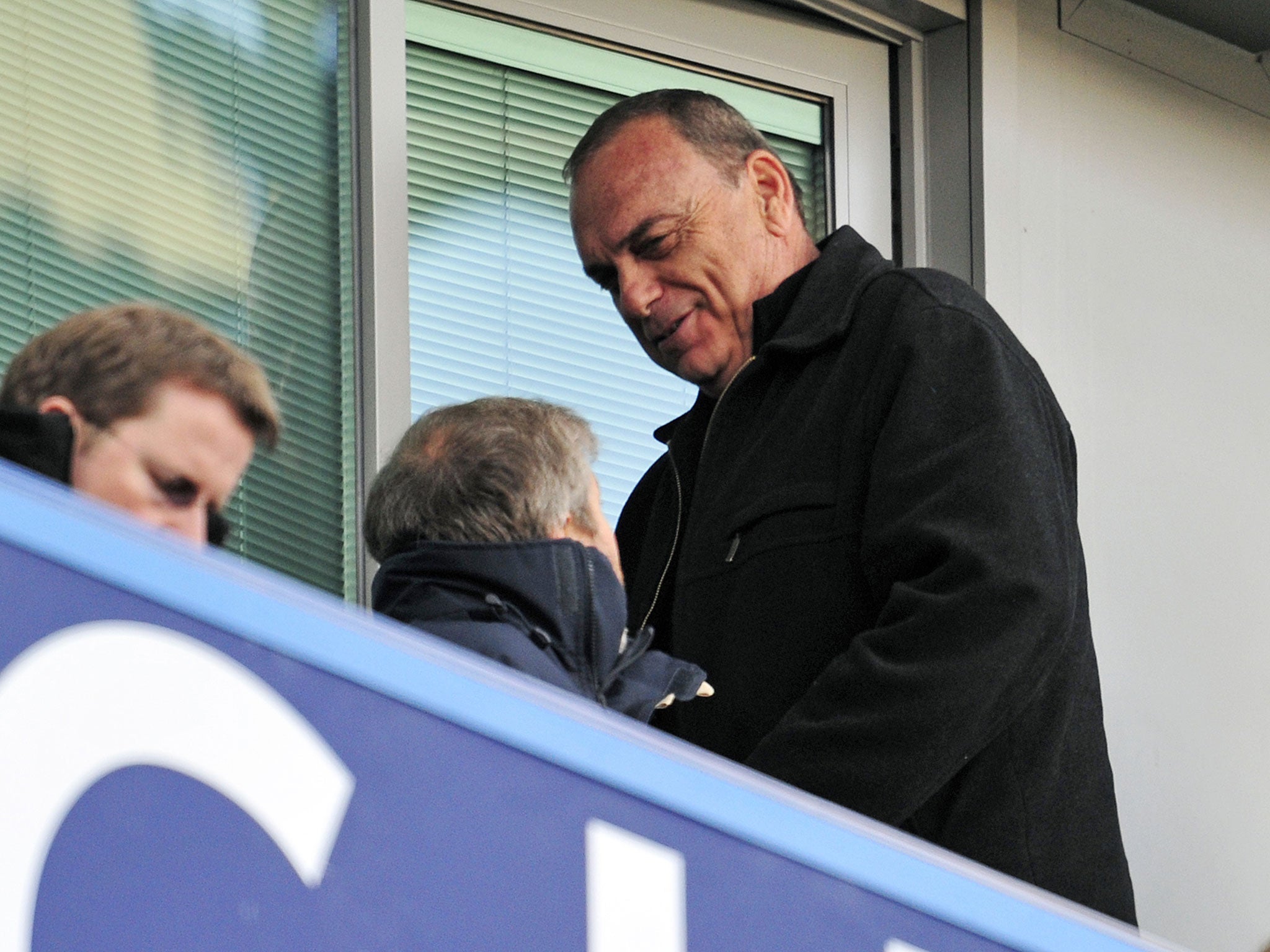 Chelsea 4-0 Brentford Chelsea's Russian owner Roman Abramovich (L) is seen with Israeli former manager Avram Grant (R) during the English FA Cup fourth round replay