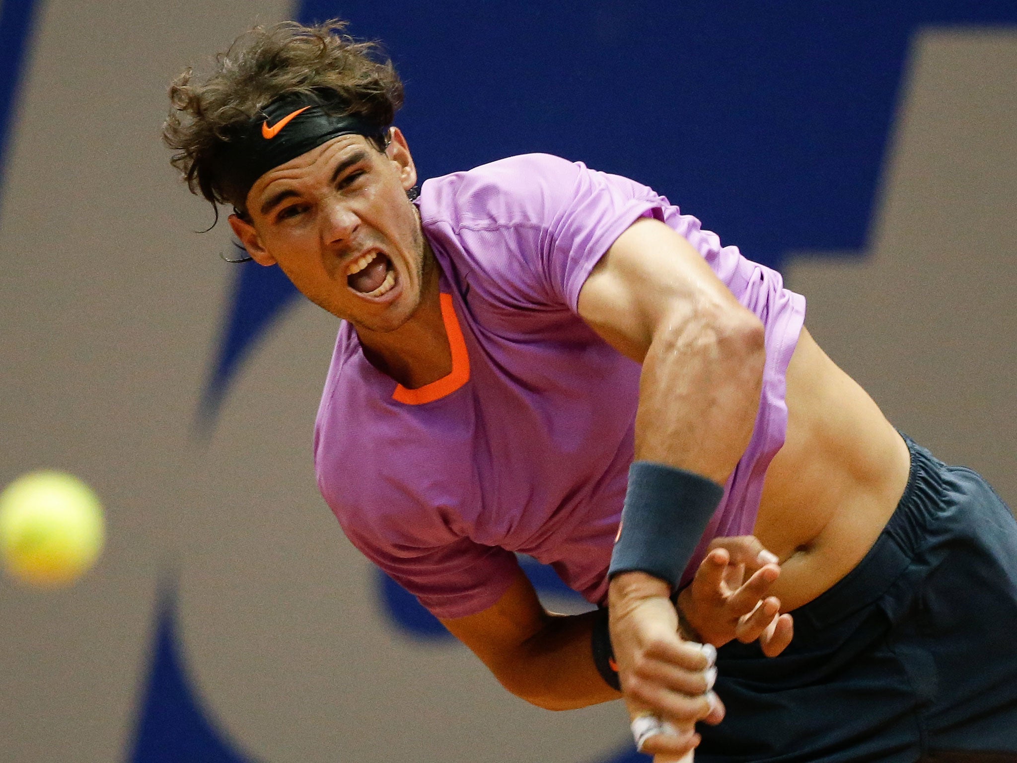 Spanish tennis player Rafael Nadal returns the ball