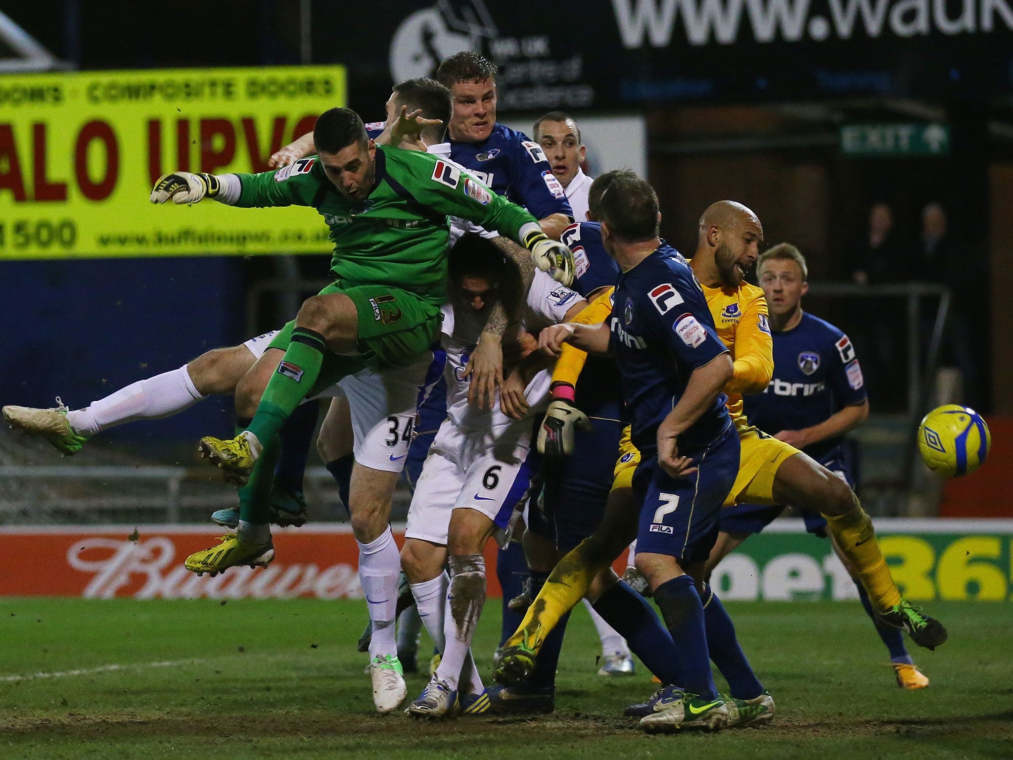 Oldham 2-2 Everton Matt Smith of Oldham Athletic scores his team's second goal to make the score 2-2