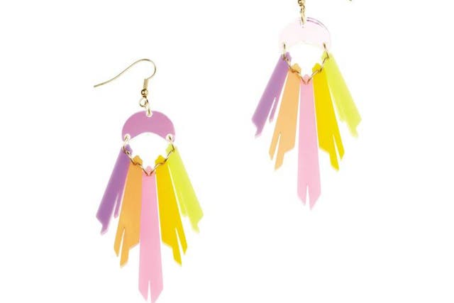 <p><strong><a href="http://www.independent.co.uk/extras/indybest/fashion-beauty/the-10-best-statement-earrings-8498709.html?action=gallery" target="_blank" title="1. Pastel">1. Pastel</a></strong></p>
<p><em>£55, Tatty Devine, <a href="https://www.tattydevine.com/shop/by-product/earrings/radiance-earrings-sunrise.html" target="_blank">tattydevine.com</a></em></p>
<p>The sun has barely been seen for months, but you can be rainbow bright with these chandelier-style earrings. With segments of coloured perspex in lemon, acid pink, pearlised peach and lilac, these beauties shimmer like oil on water.</p>