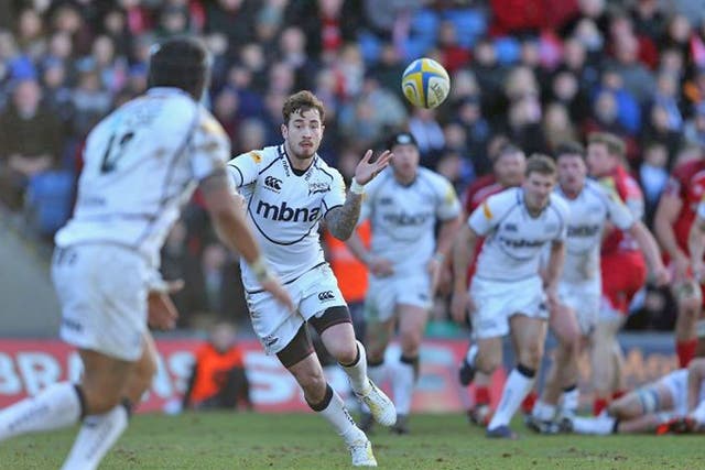 Danny Cipriani keeps the ball moving for Sale in their win over
London Welsh