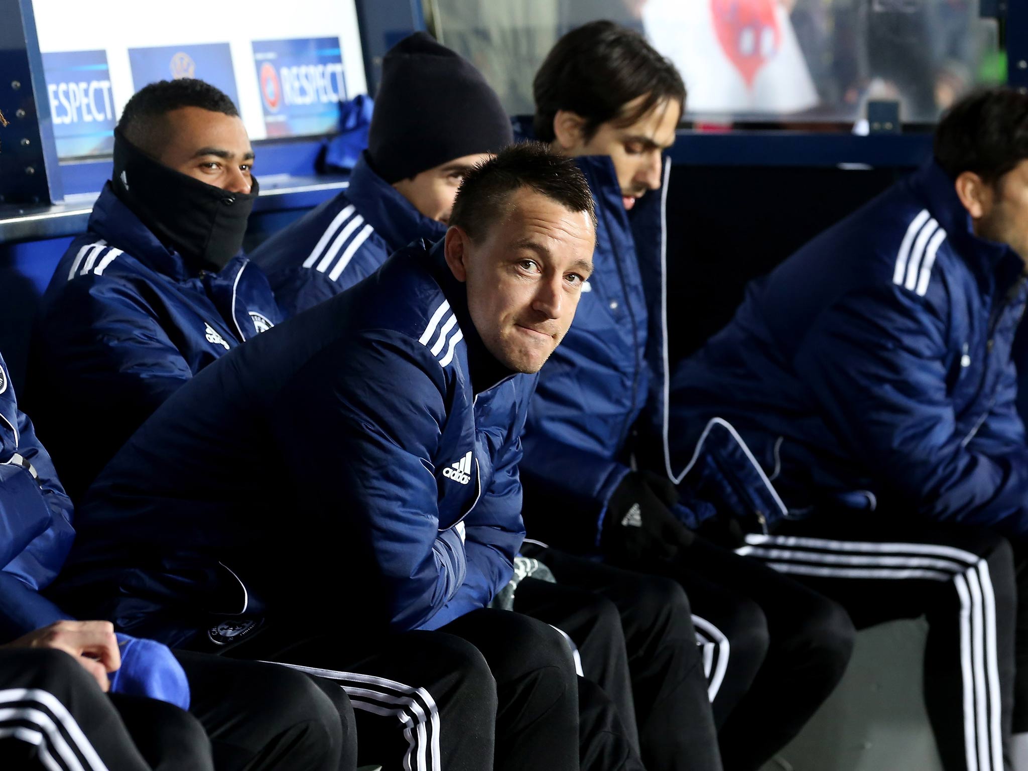 Chelsea captain John Terry on the bench