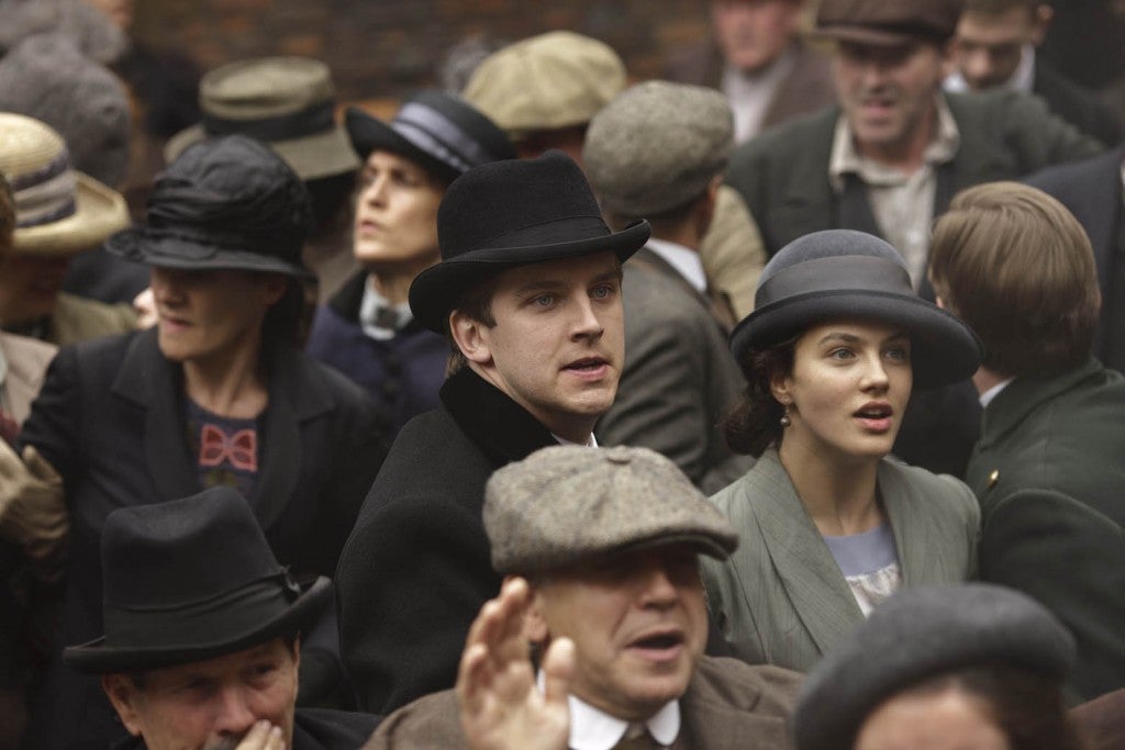 Matthew Crawley and Lady Sybil, centre, in Downton Abbey