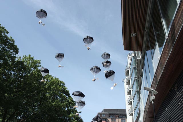 Bears fall from the sky as part of the PR stunt