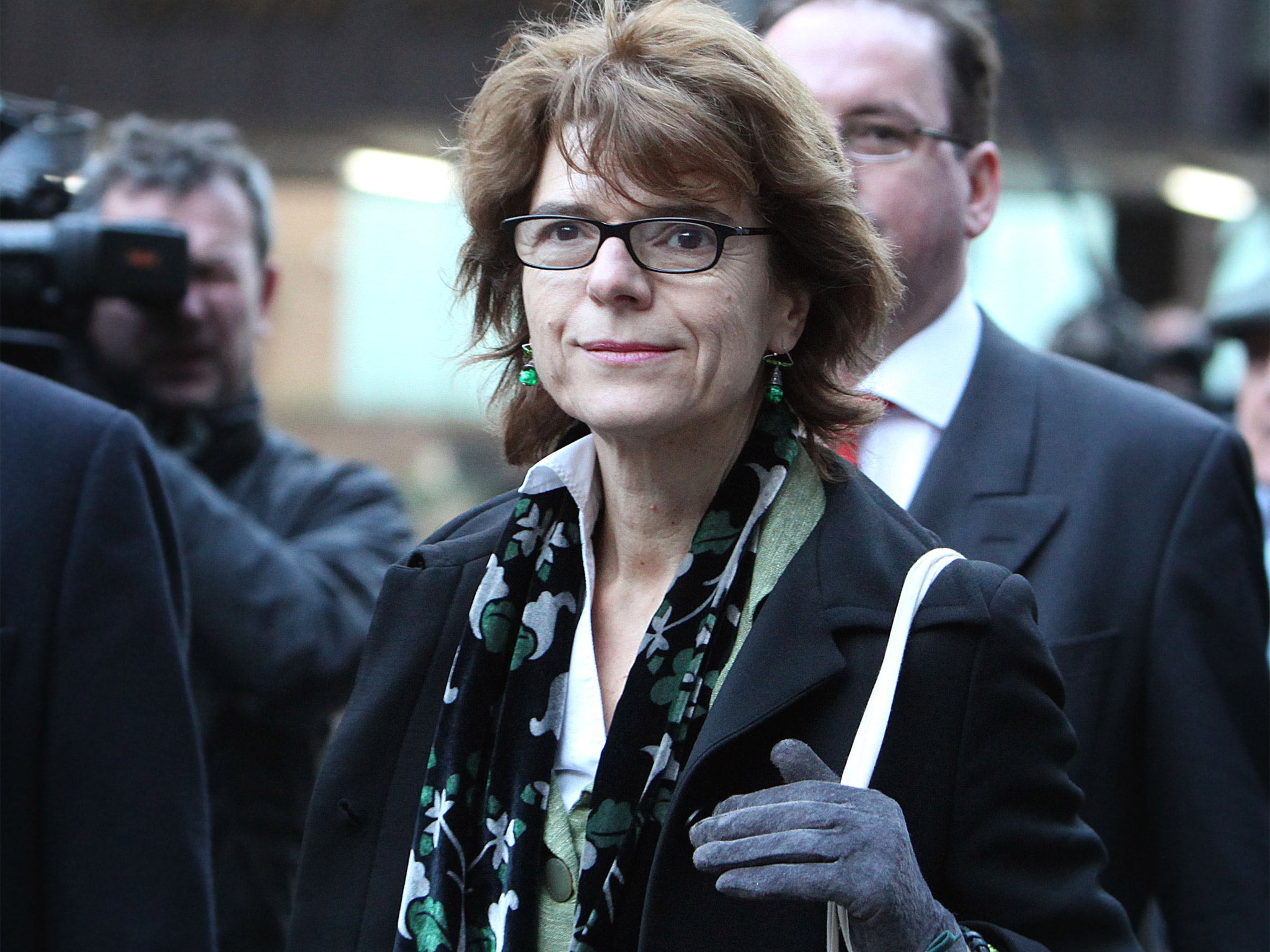 Vicky Pryce, 60, ex-wife of former Liberal Democrat MP Chris Huhne, is pictured leaving Southwark Crown