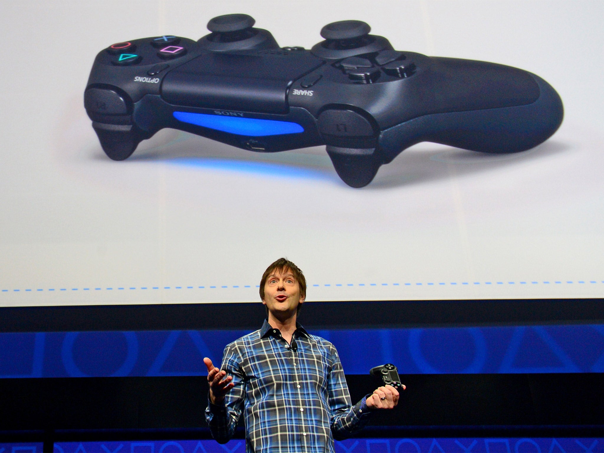 Video game designer Mark Cerny talks about the new controler Bioshock 4 as Sony introduces the PlayStation 4