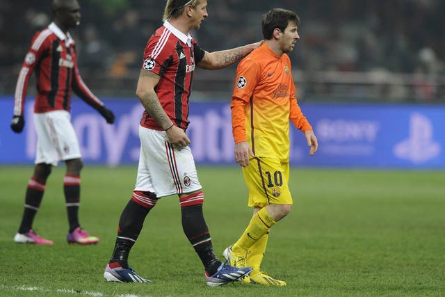 Lionel Messi pictured in Barcelona's defeat to AC Milan