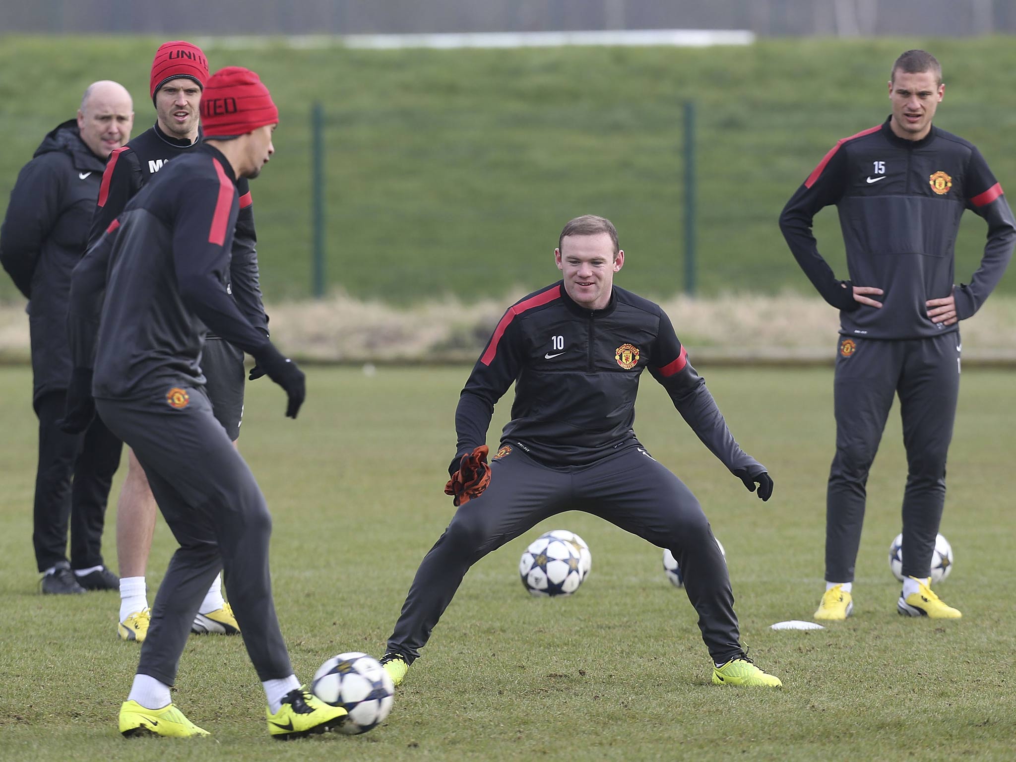 Wayne Rooney pictured training for Manchester United