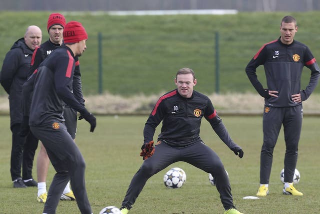Wayne Rooney pictured training for Manchester United