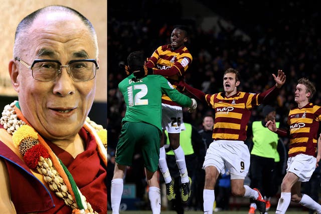 The Dalai Lama is the honorary president of fans' group Friends of Bradford City