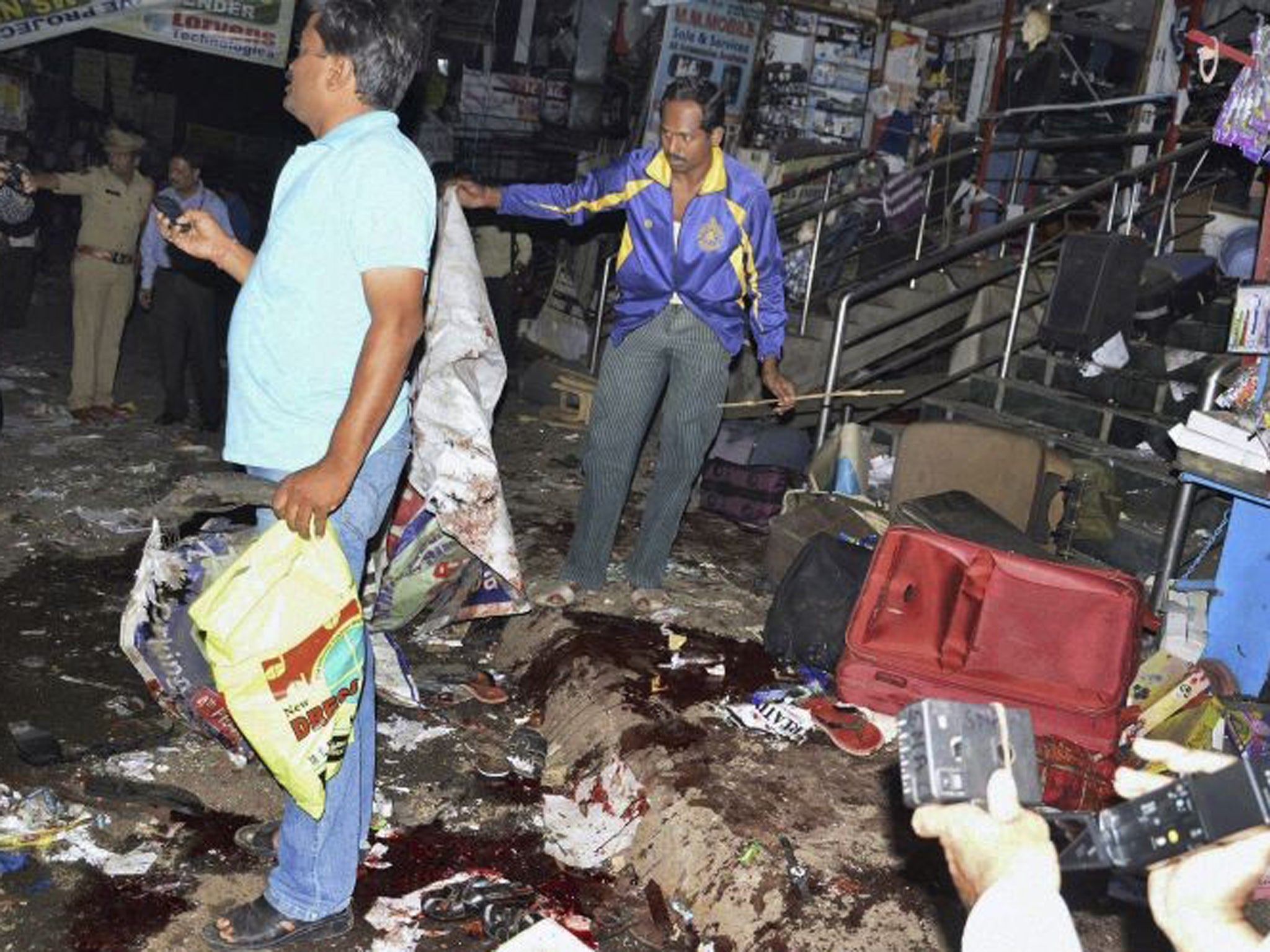 The scene of the blast at Dilsukhnagar in Hyderabad