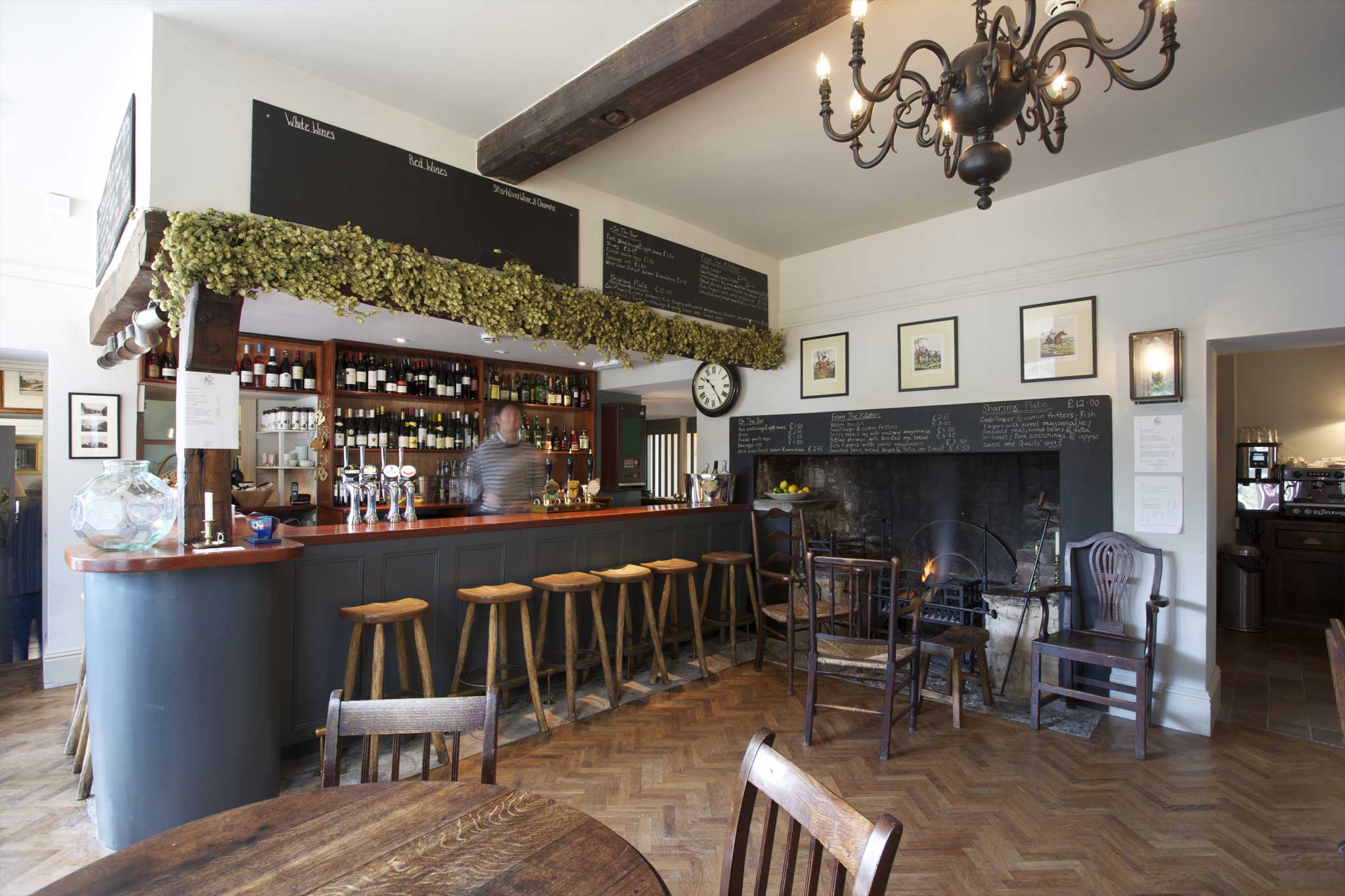 The Beckford Arms' bar has been modernised to look more like a sophisticated country house than a pub