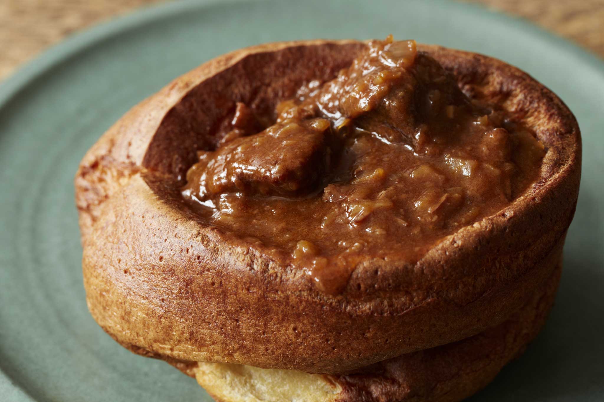 Yorkshire pudding with braised beef in Yorkshire ale