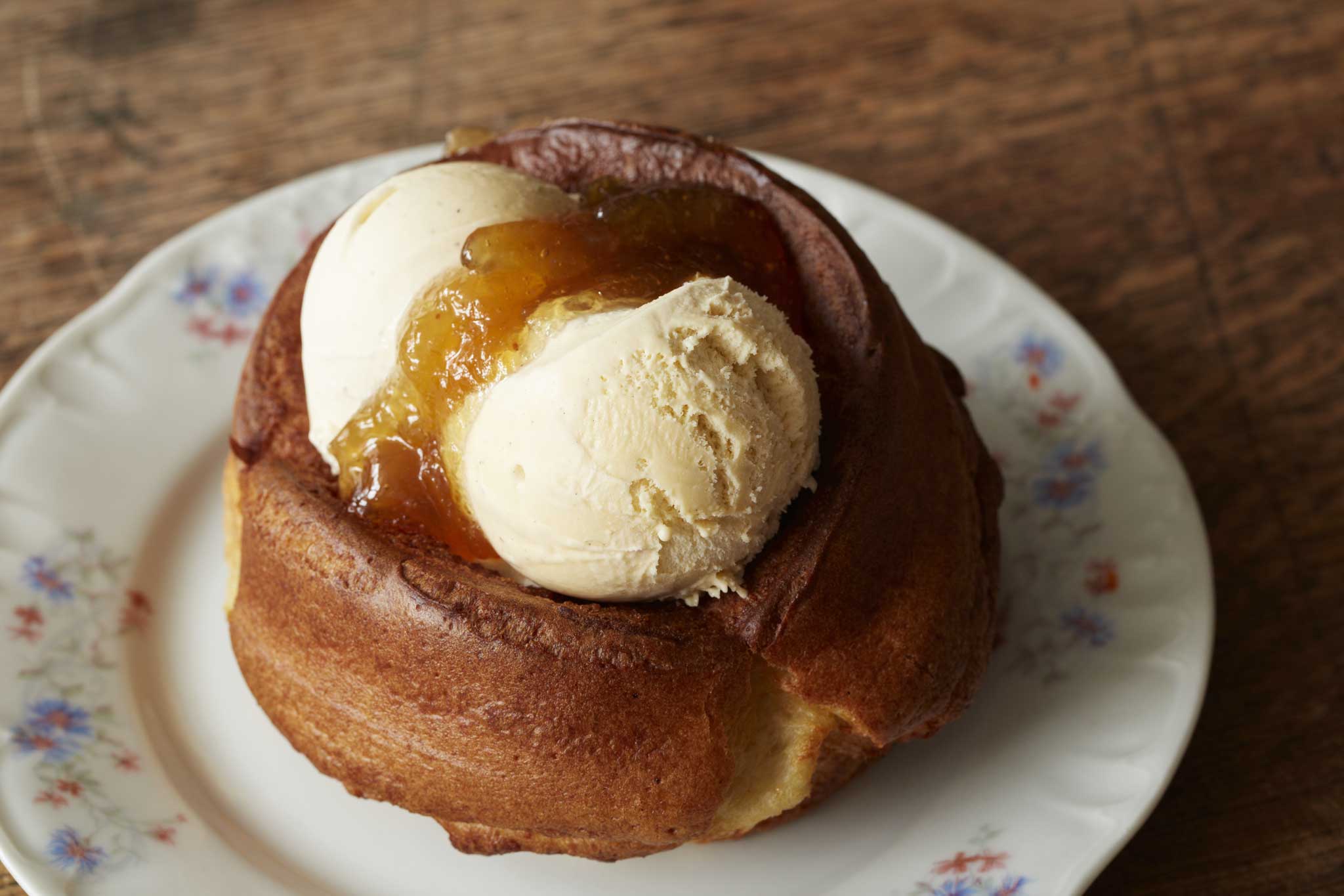 Sweet treat: Yorkshire pudding with ice-cream and marmalade