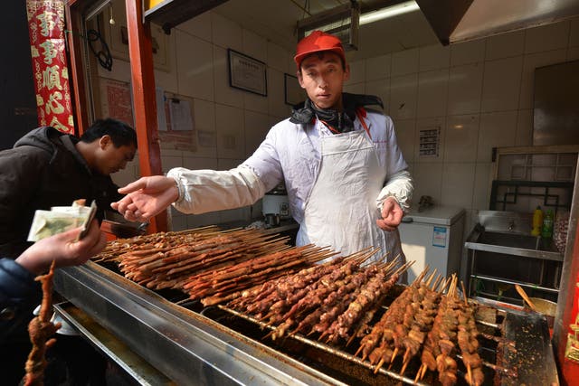 Hawkers selling barbecued goods like these lamb kebabs may be a thing of the past if the government goes ahead with the barbecue ban