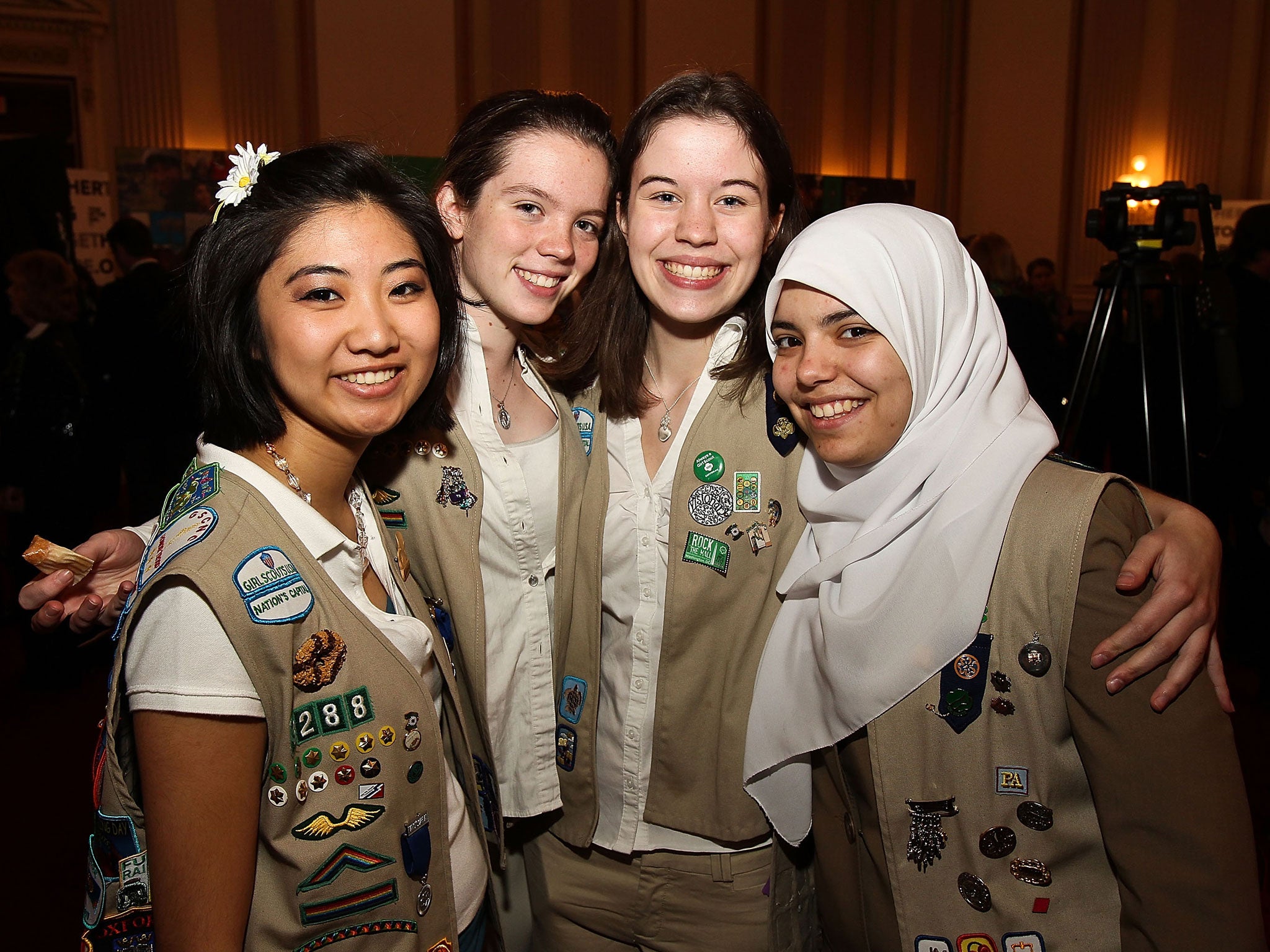 Area Girl Scouts attend Girl Scouts At 100: The Launch of ToGetHerThere at Capitol Hill Cannon House Office Bldg, Caucus Room on February 1, 2012 in Washington, DC.