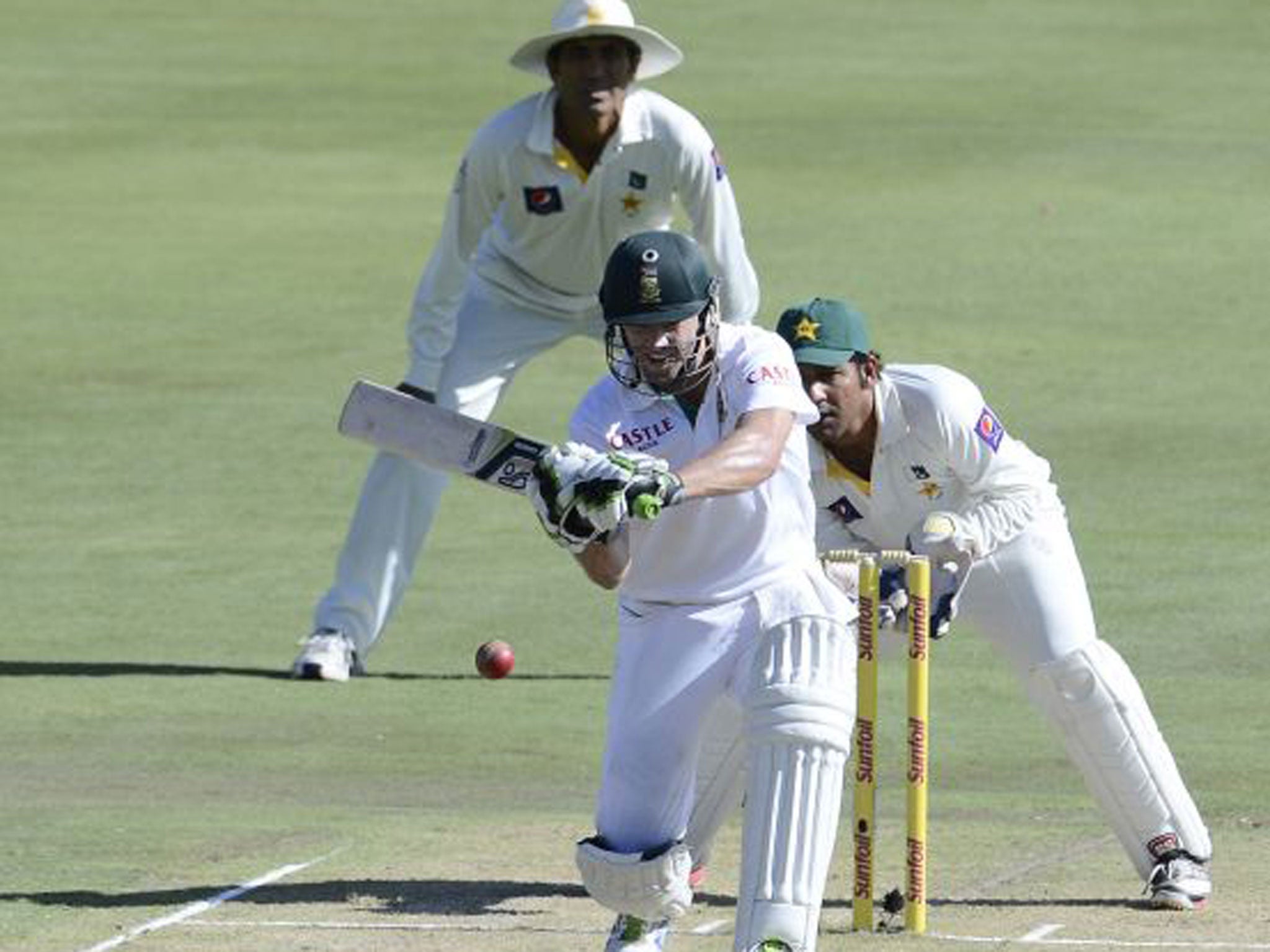 AB de Villiers on his way to an unbeaten 98 for South Africa