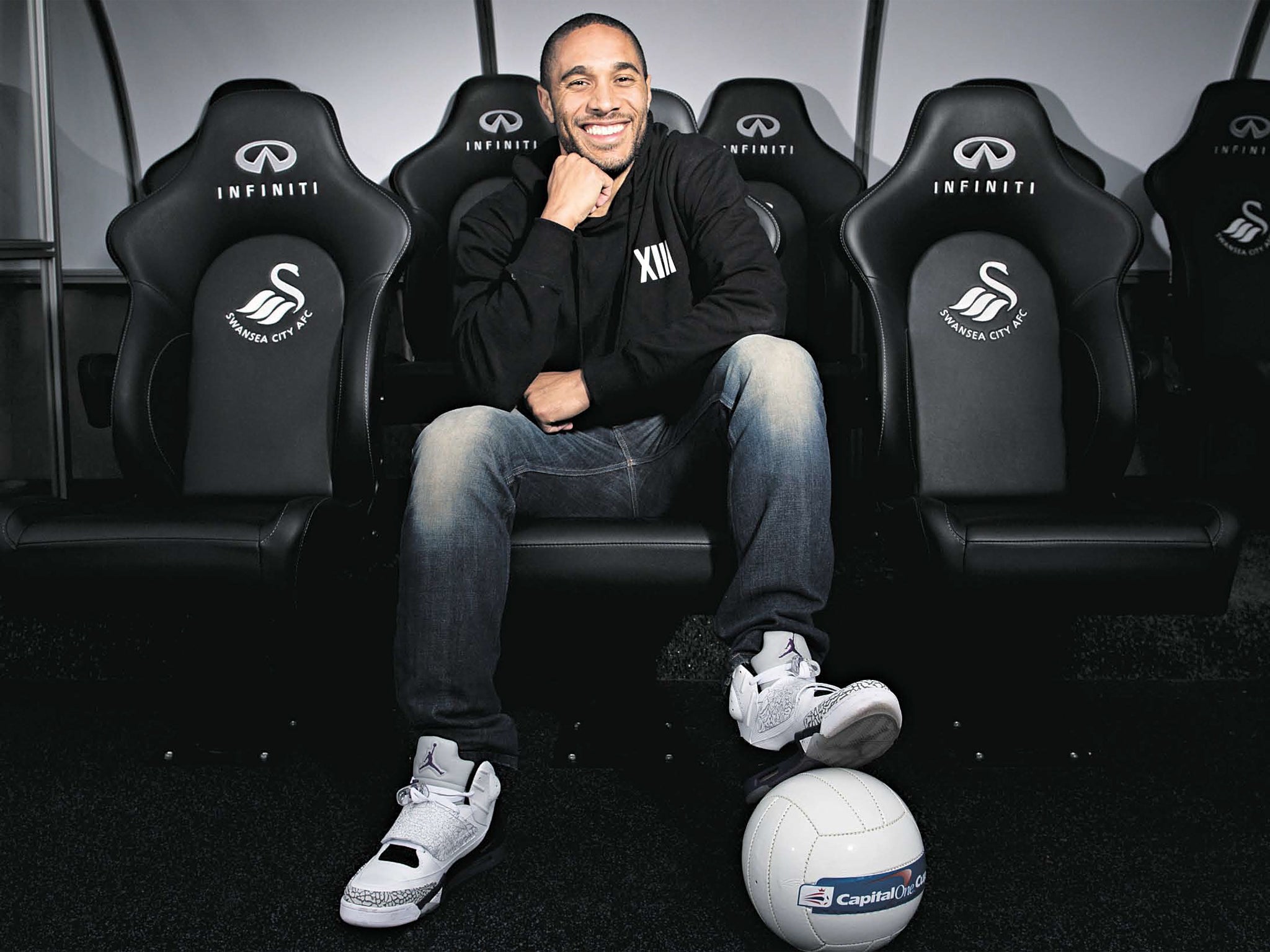 Swansea captain Ashley Williams tells Sam Wallace about his journey from working at Beefeater to tomorrow’s League Cup final – via his infamous clash with RVP