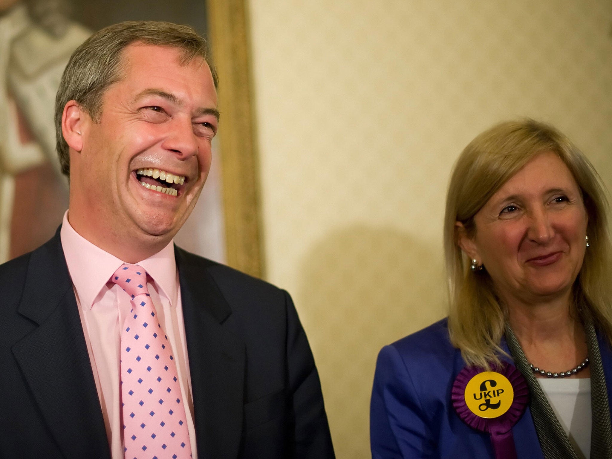 Marta Andreasen, right, with Ukip leader Nigel Farage in 2009
