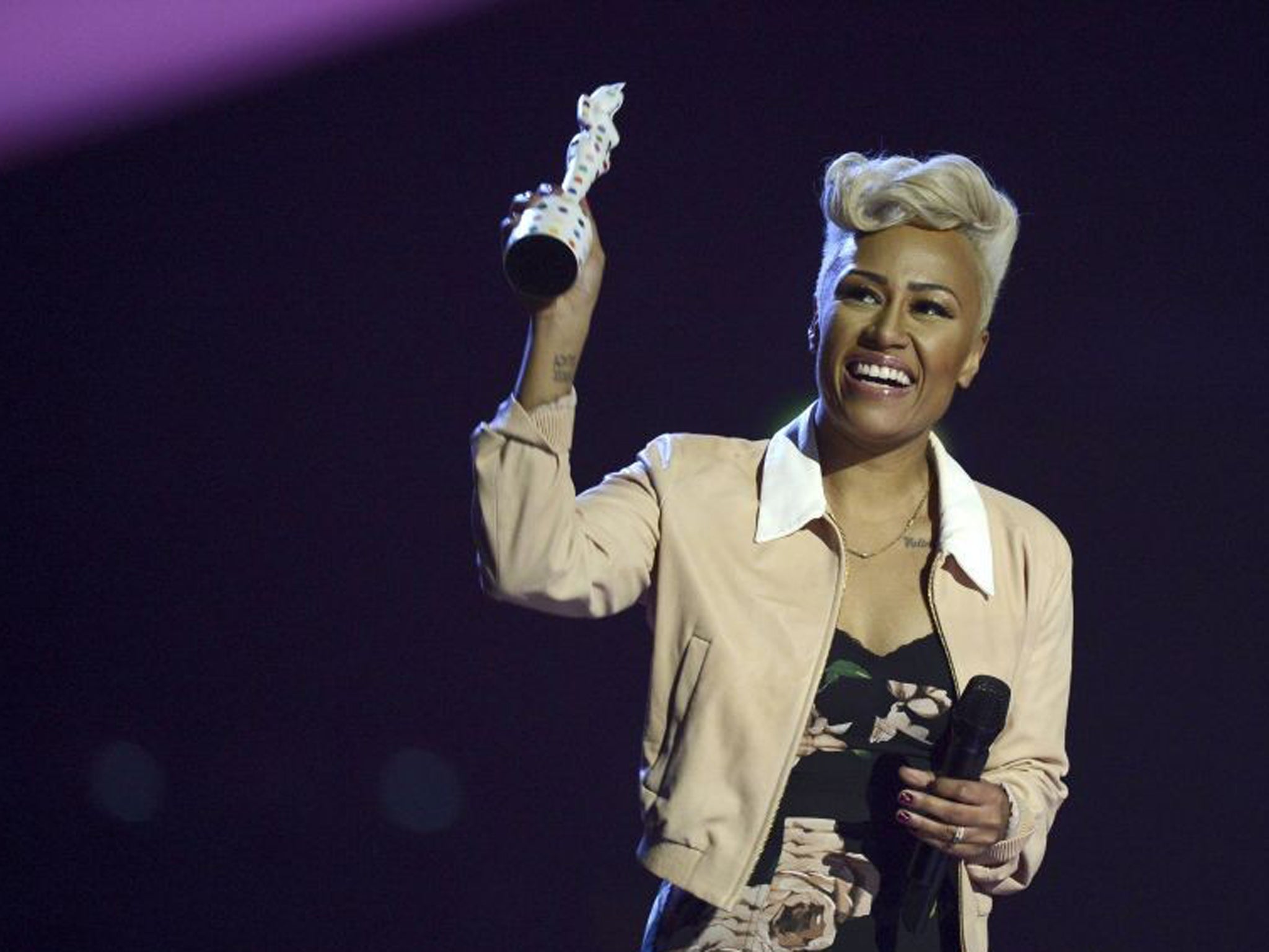 Emeli Sandé with one of her two Brit awards last week