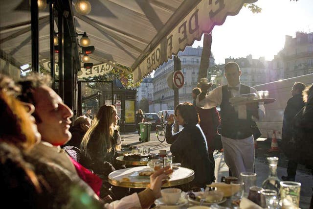 Café de Flore in Saint-Germain, where people come for a taste
of Paris’s literary past
