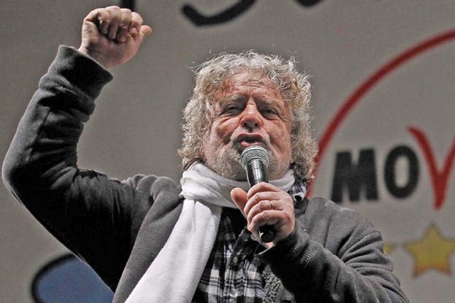 Beppe Grilloa,  a charismatic 64-year-old comedian from Genoa whose anti-political non-party, the Five-Star Movement, has come roaring