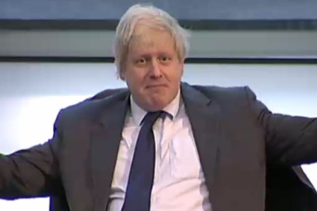 Boris Johnson shows his dismay at getting booted out of the meeting