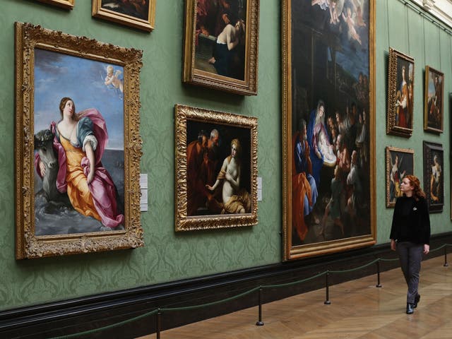 An Italian Baroque masterpiece entitled 'The Rape of Europa' by Guido Reni c.1637 (far left) hangs at the National Gallery on February 19, 2013 in London, England. The painting is one of 57 Baroque masterpieces bequeathed by the late Sir Denis Mahon from his private collection, and will be distributed to museums and galleries across the UK.