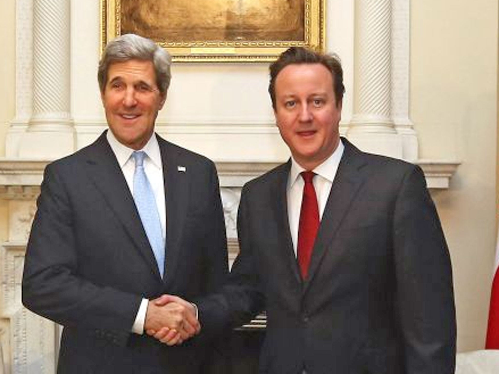 David Cameron with John Kerry in Downing Street