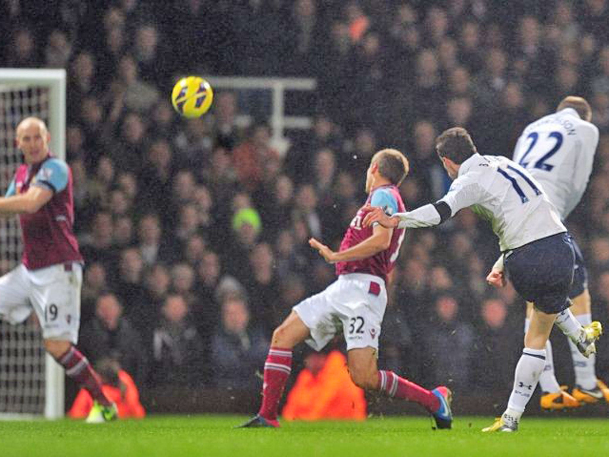 Bale arrows a shot into the top corner to win the match for Spurs