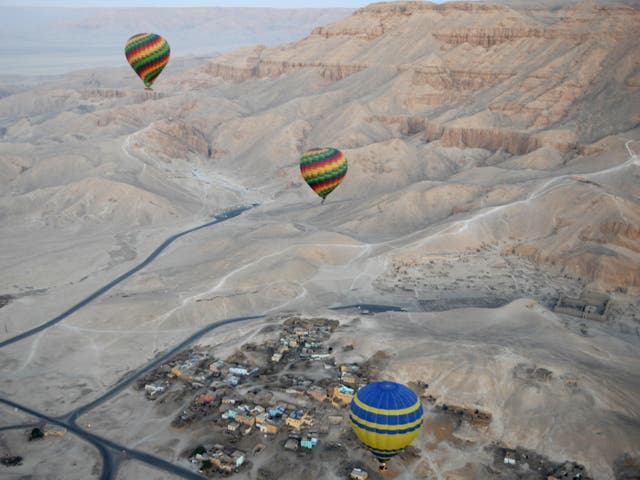 Hot air balloon trips, usually at sunrise over the Karnak and Luxor temples as well as the Valley of the Kings, are popular with British visitors to Egypt (File picture)