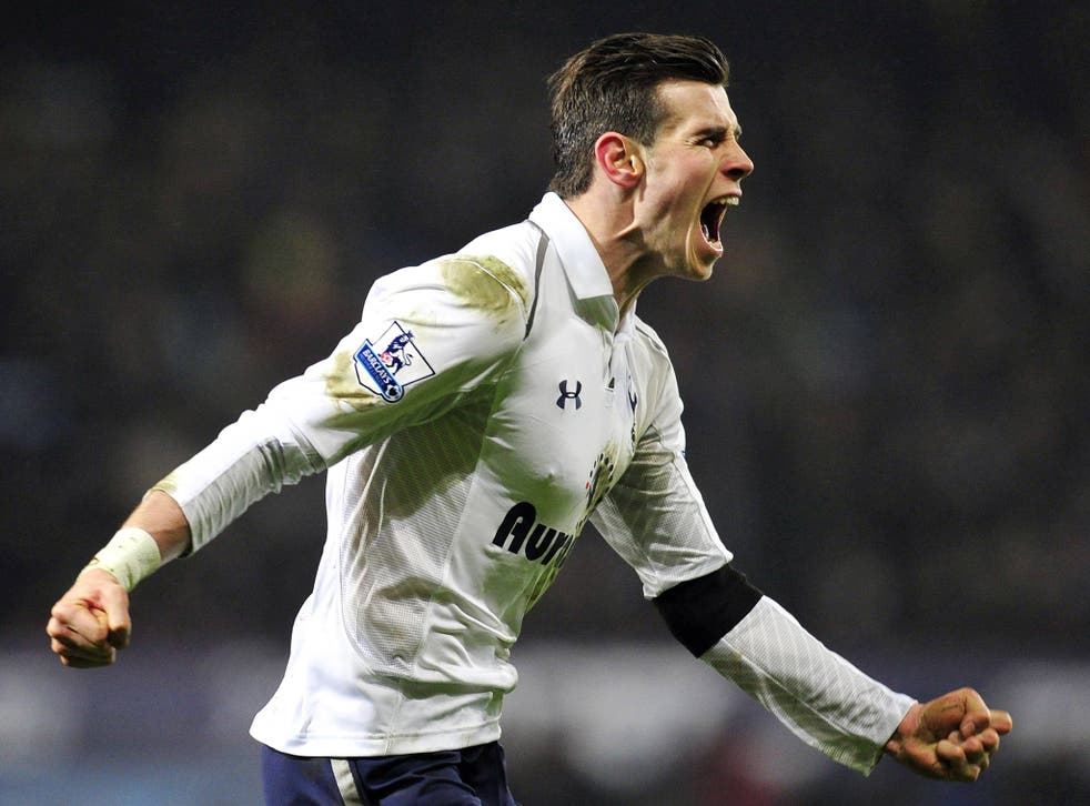 Gareth Bale celebrates his winner against West Ham