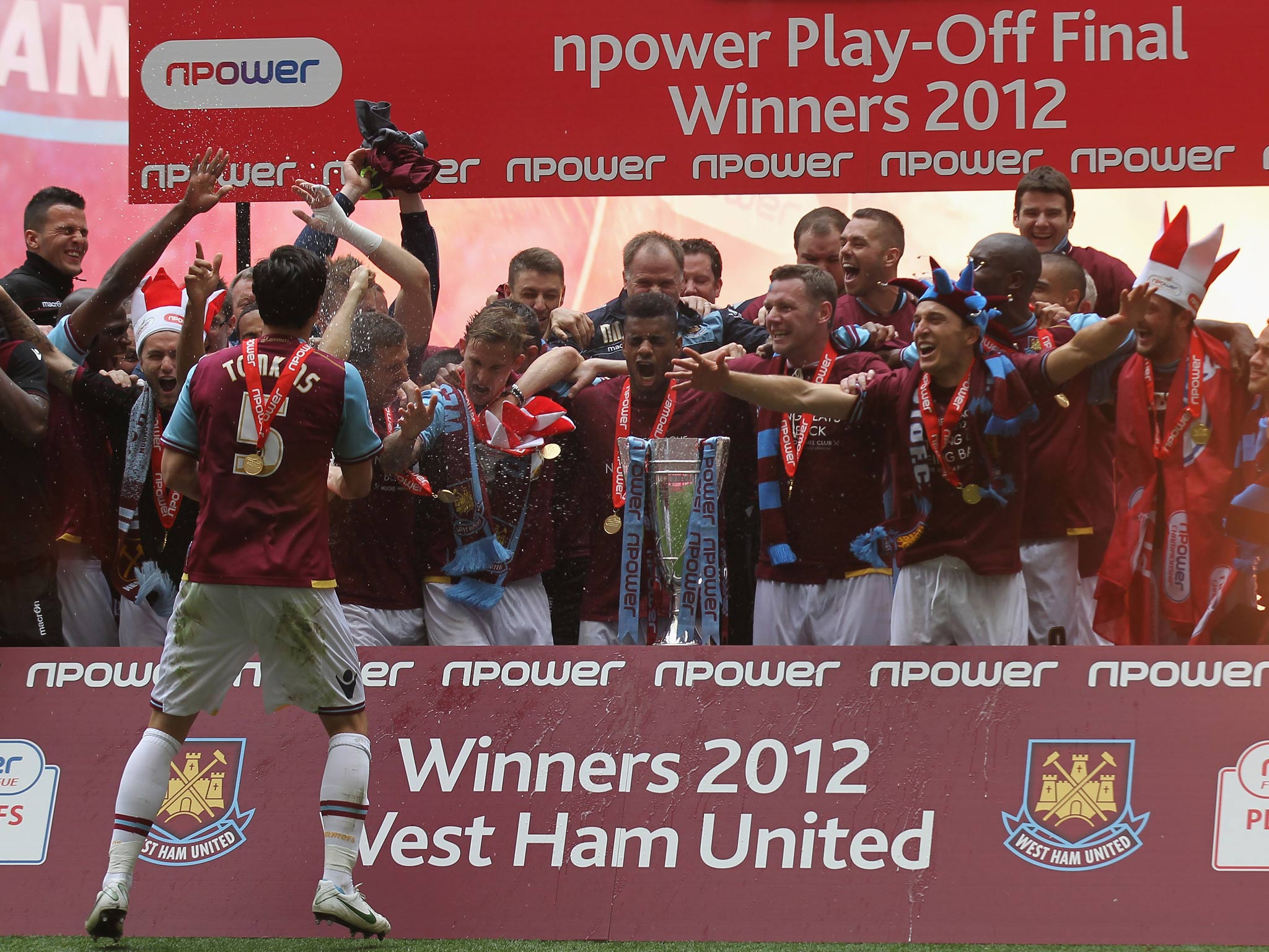 West Ham celebrate promotion from the npower Championship last season