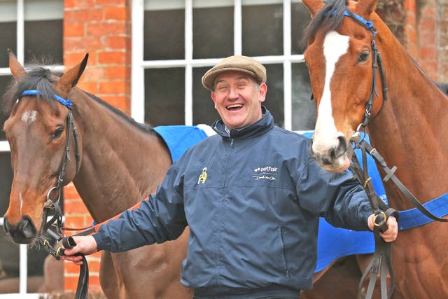 Donald McCain yesterday with Peddlers Cross and Overturn (right)