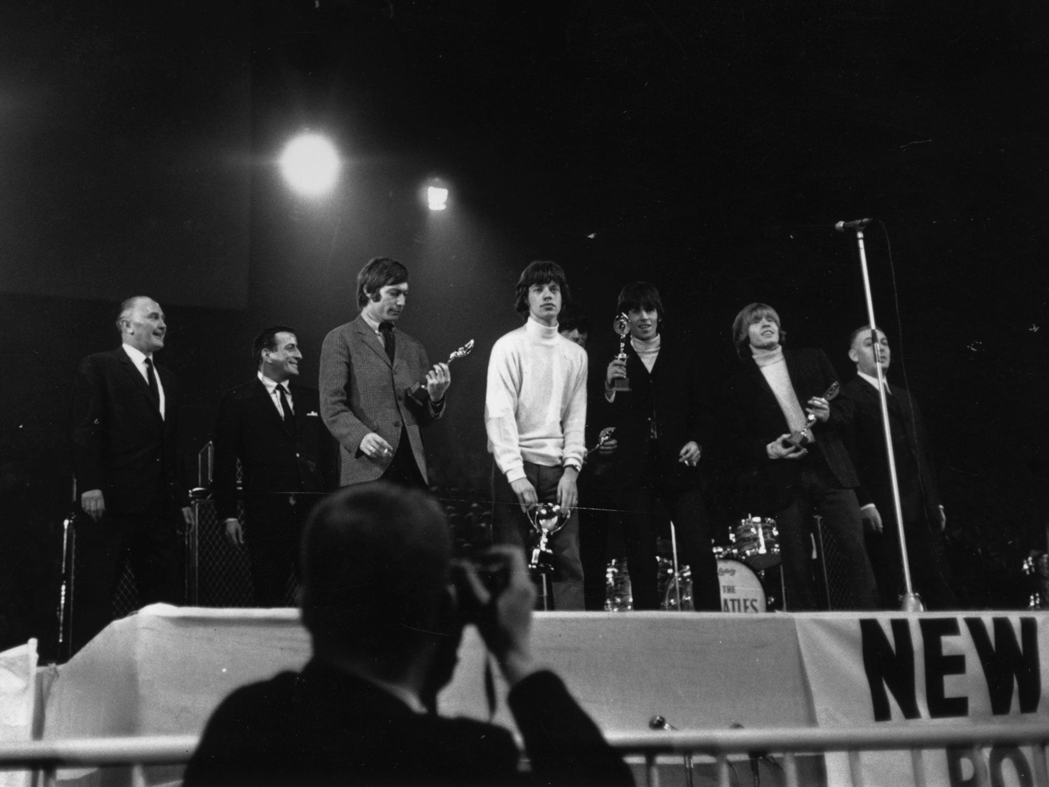 The Rolling Stones receiving awards at the NME Poll Winners Concert in 1965