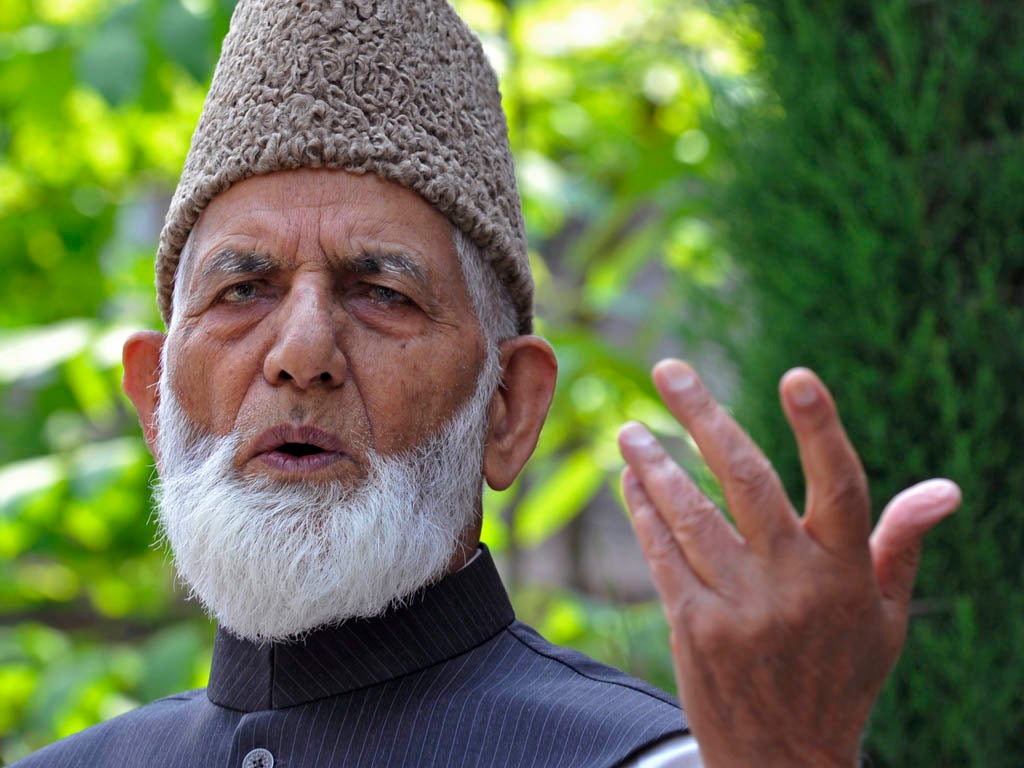 Chairman of the All Parties Hurriyat Conference (APHC), Syed Ali Shah Geelani speaks during a press conference in Srinagar on June 23, 2011