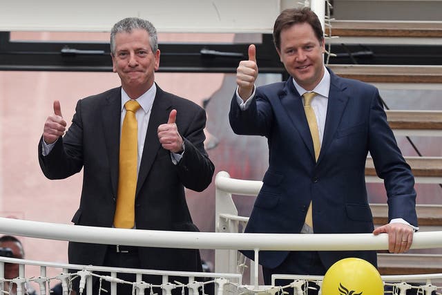 Thumbs up! Lib Dem candidate Mike Thornton and leader Nick Clegg the morning after victory in Eastleigh